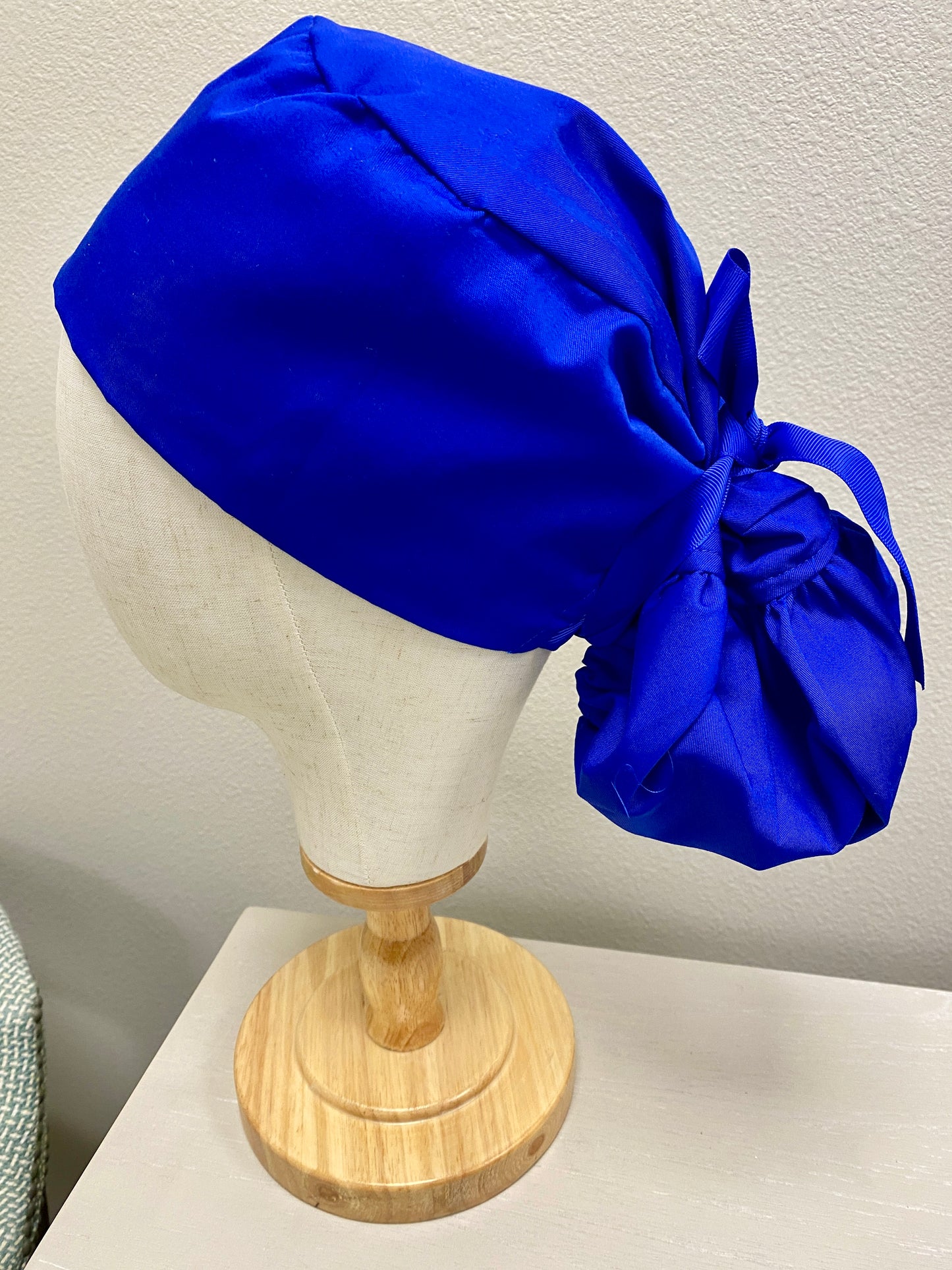Navy satin lined surgical scrub cap