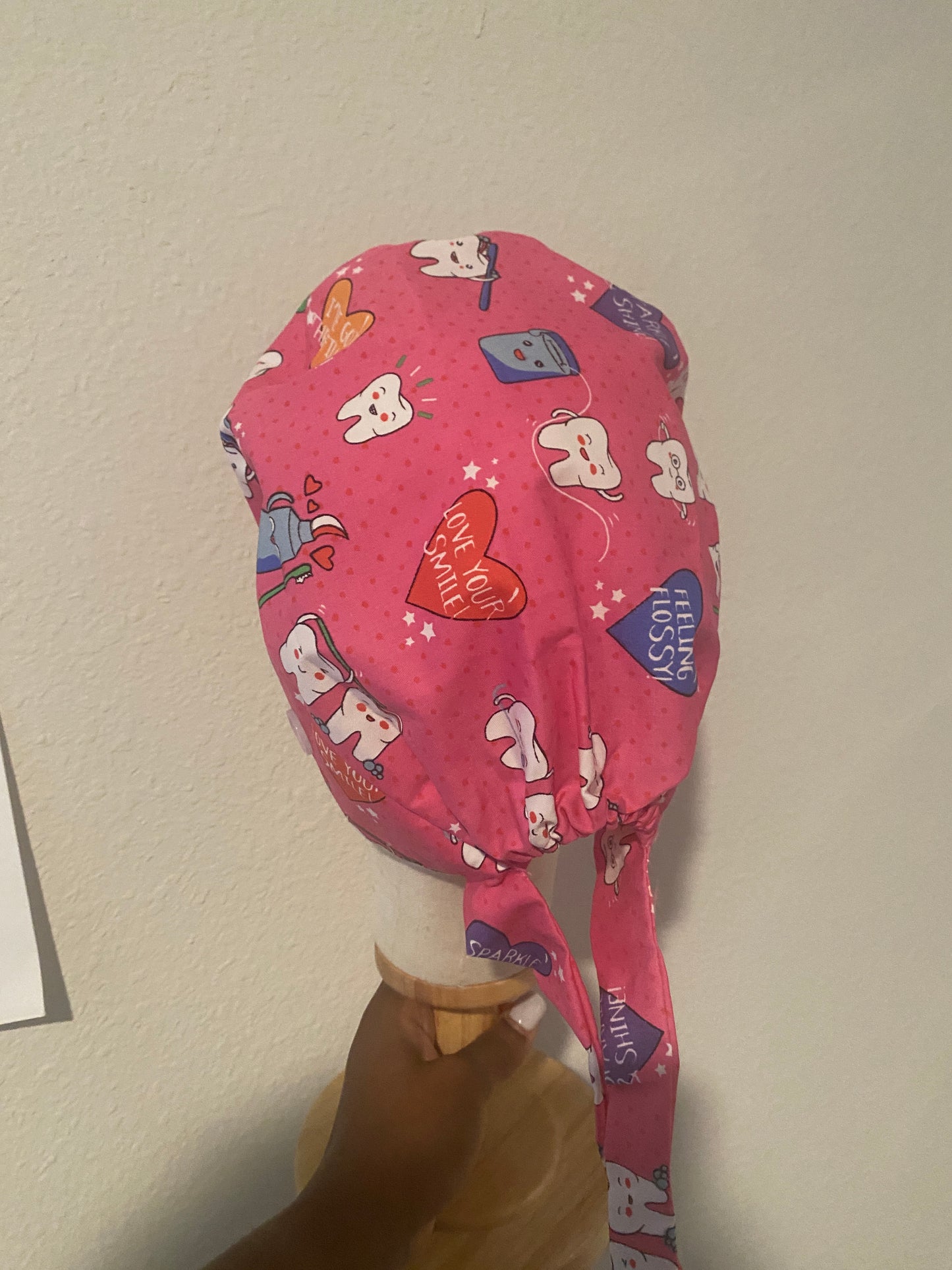 Dental theme satin lined surgical scrub cap