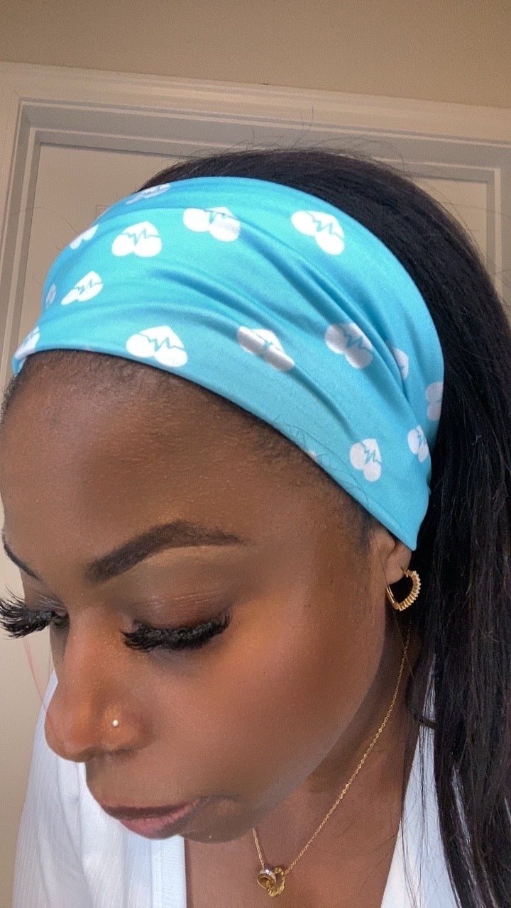Blue and white heart medical headband