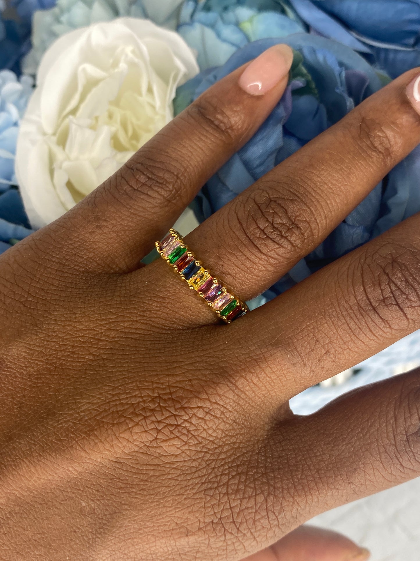 Multicolored gold plated ring