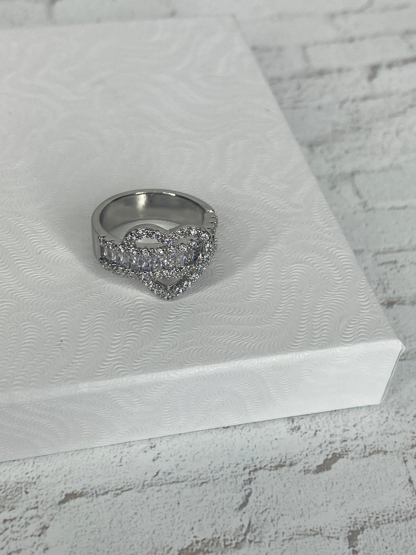 Heavy Elegant silver plated heart shaped ring