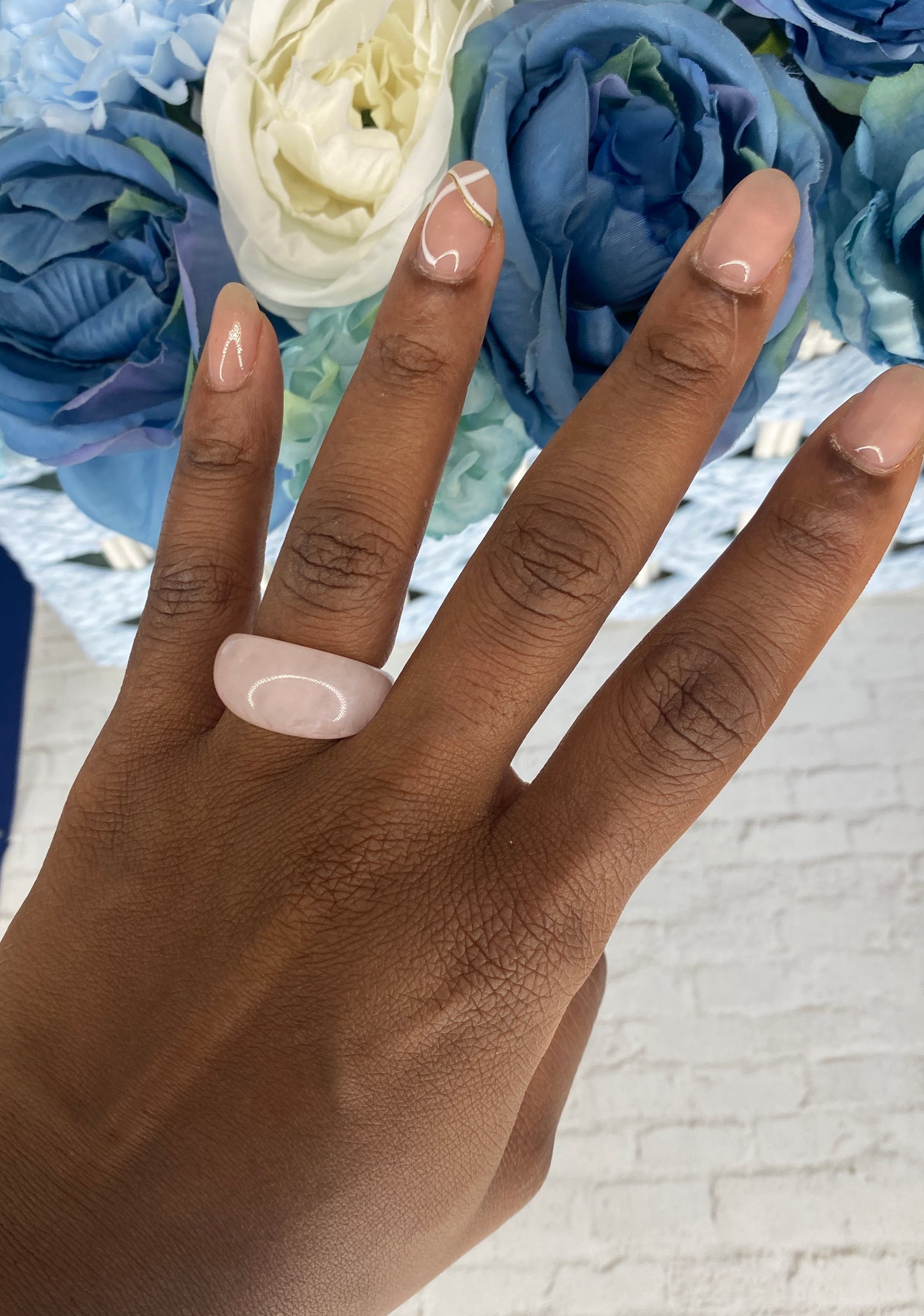 Baby pink marble acrylic ring