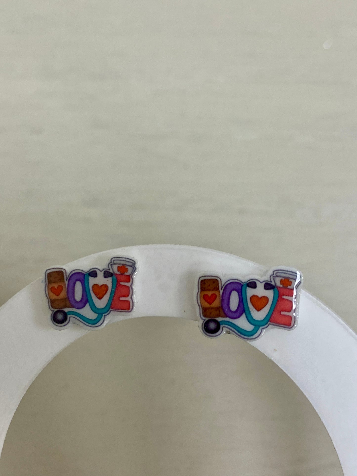 Love stethoscope stud earrings