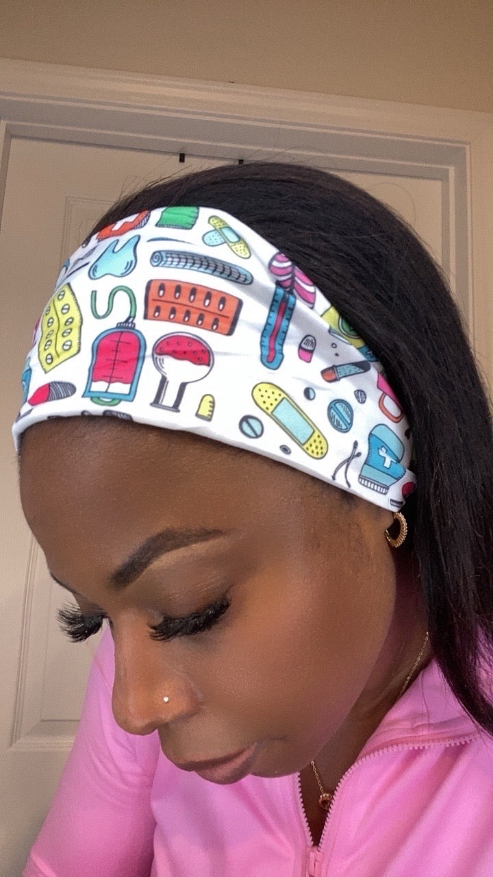 White medical colorful headband