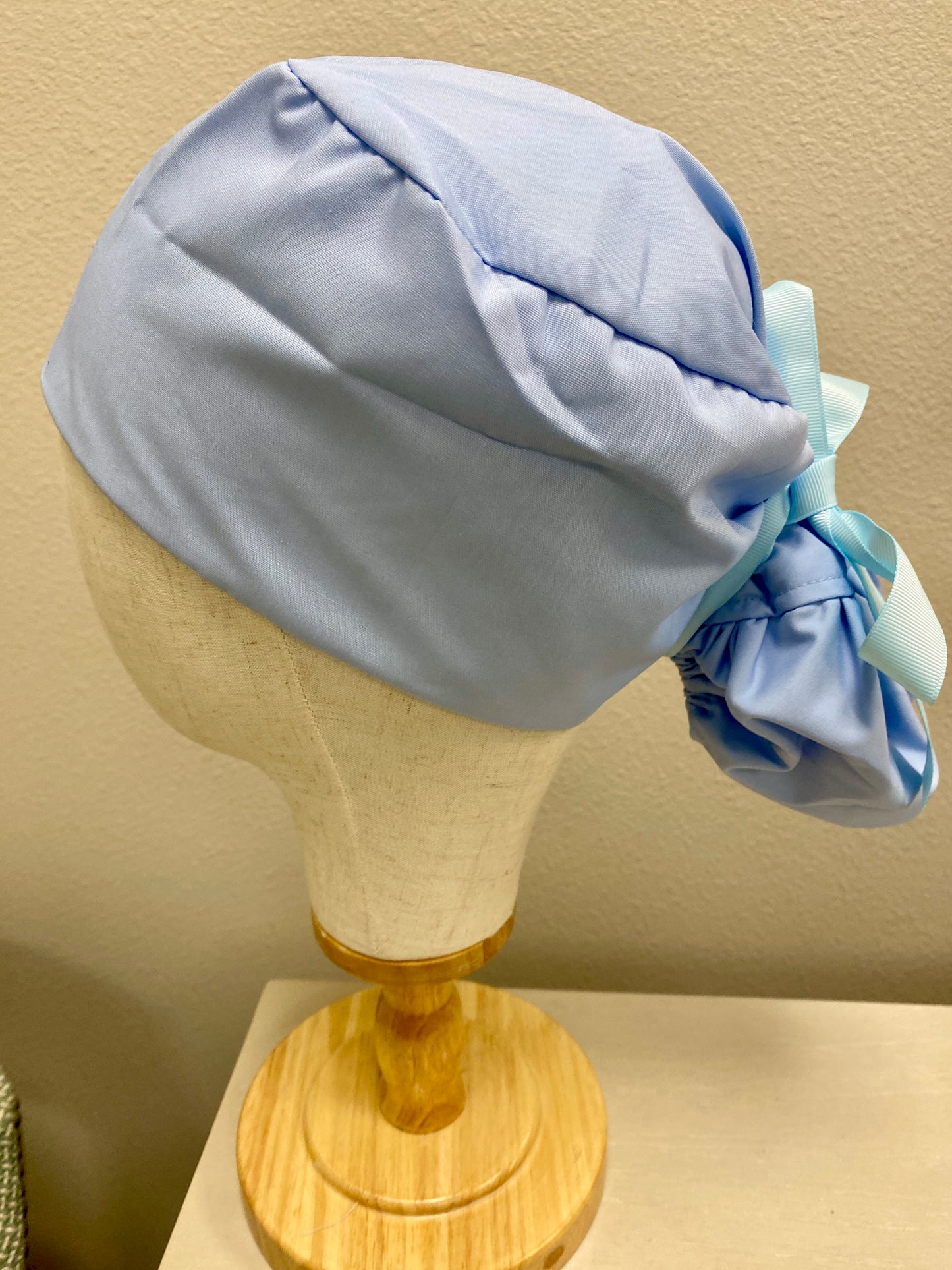 Baby blue satin lined surgical scrub cap