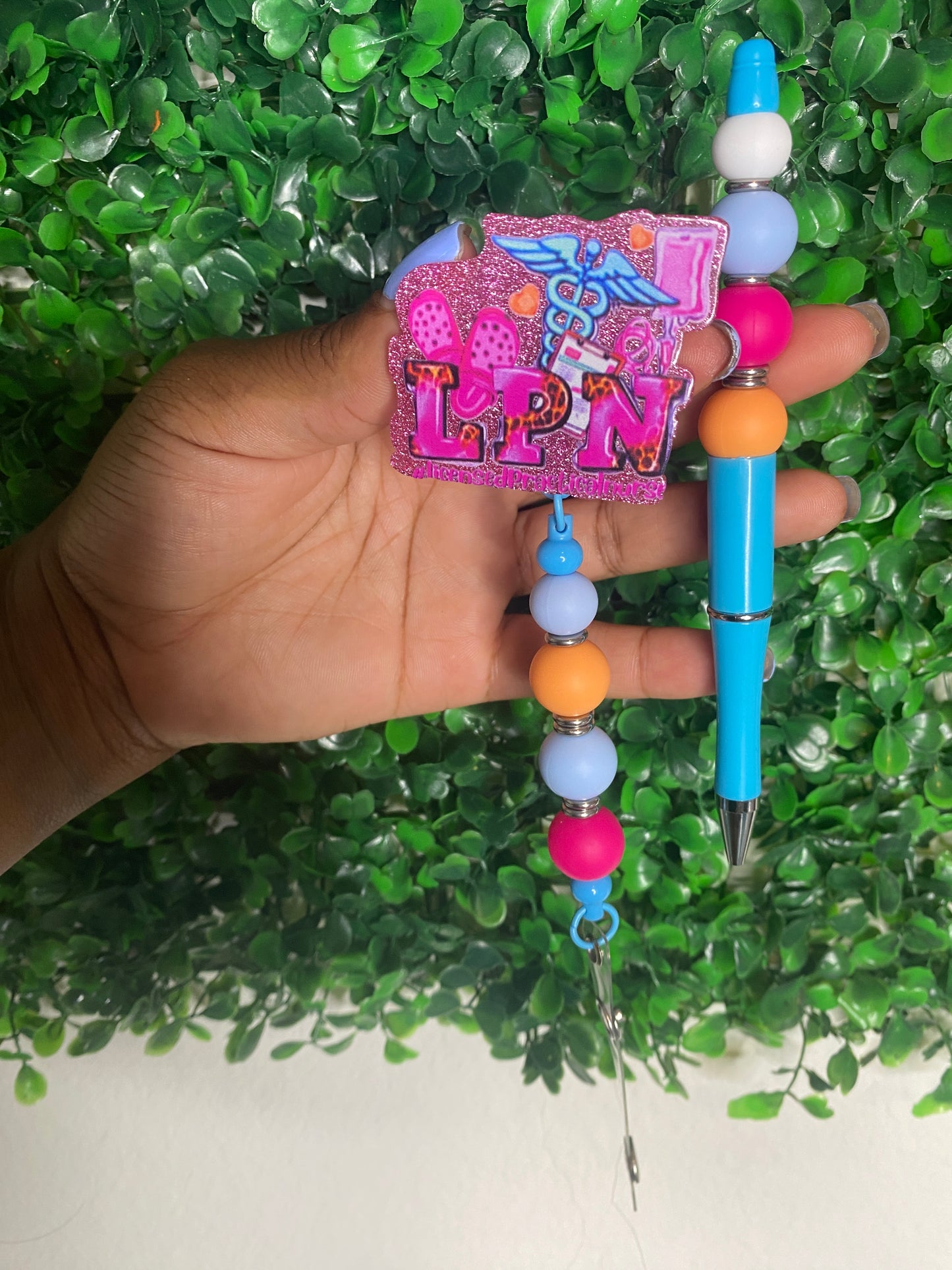 Lpn colorful blue and pink beaded reel set