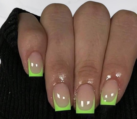 Green French acrylic nails