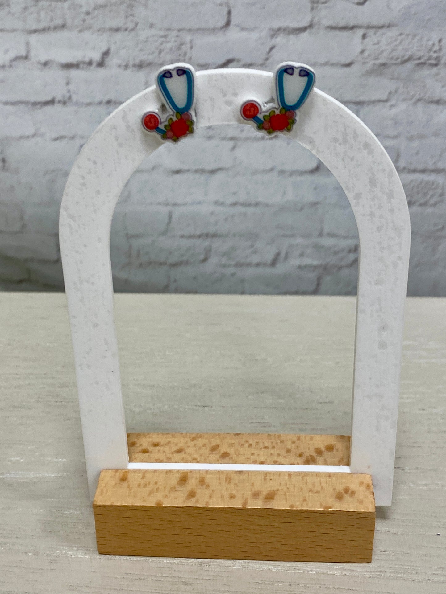 Stethoscope flower stud earrings