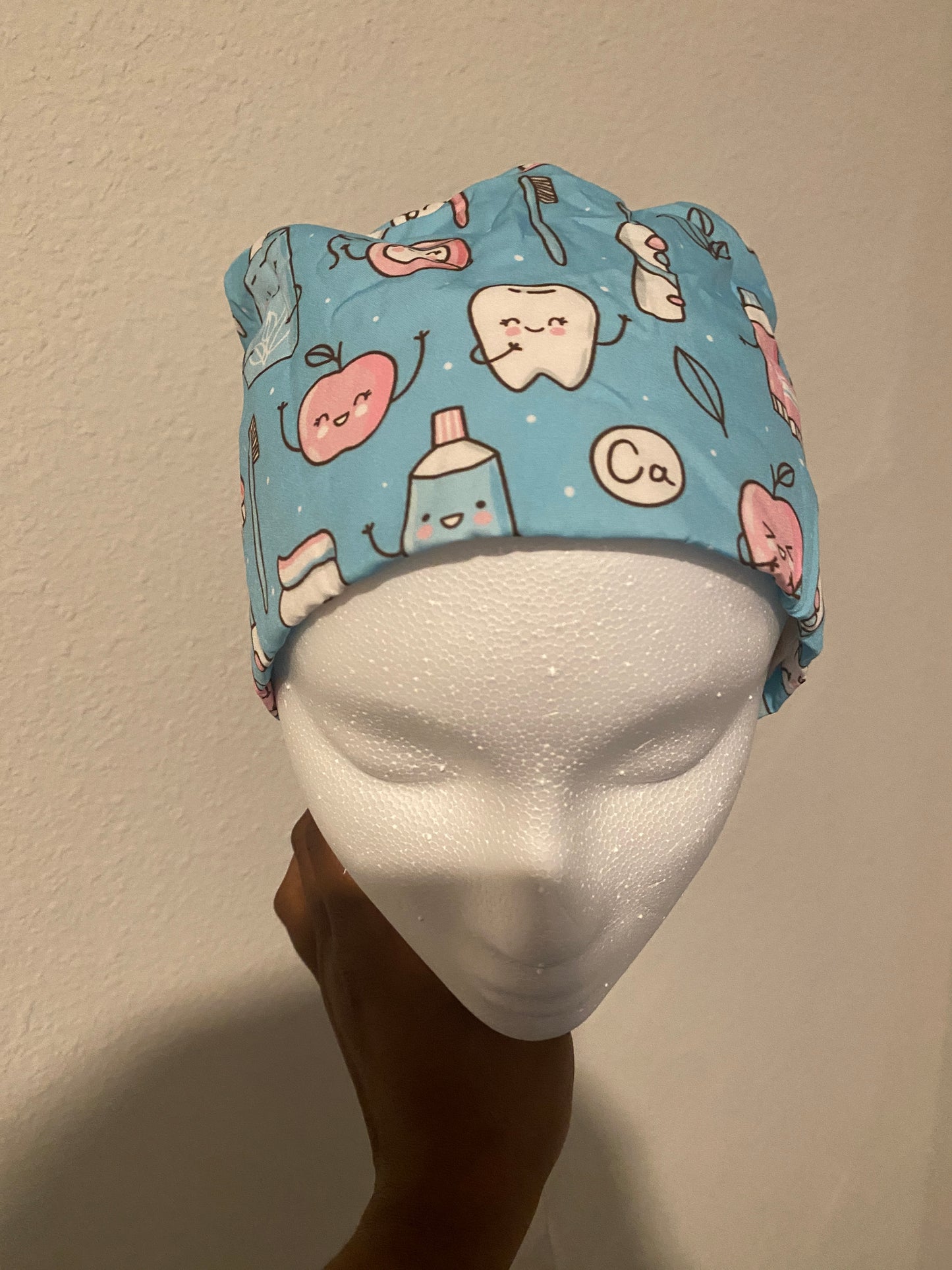 Blue tooth satin lined scrub cap