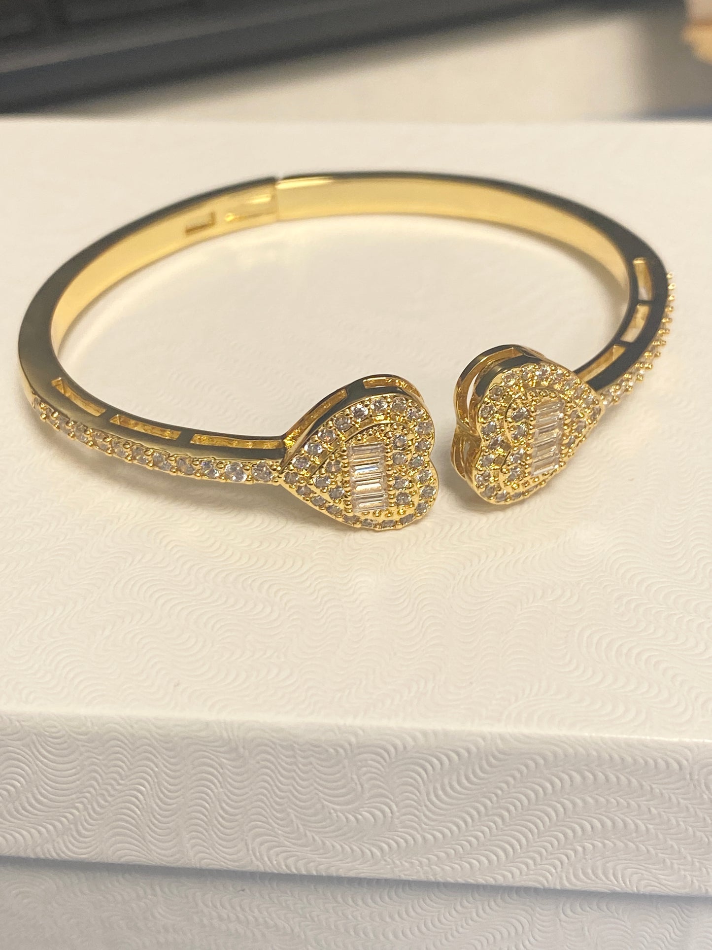 Gold plated heart bangle