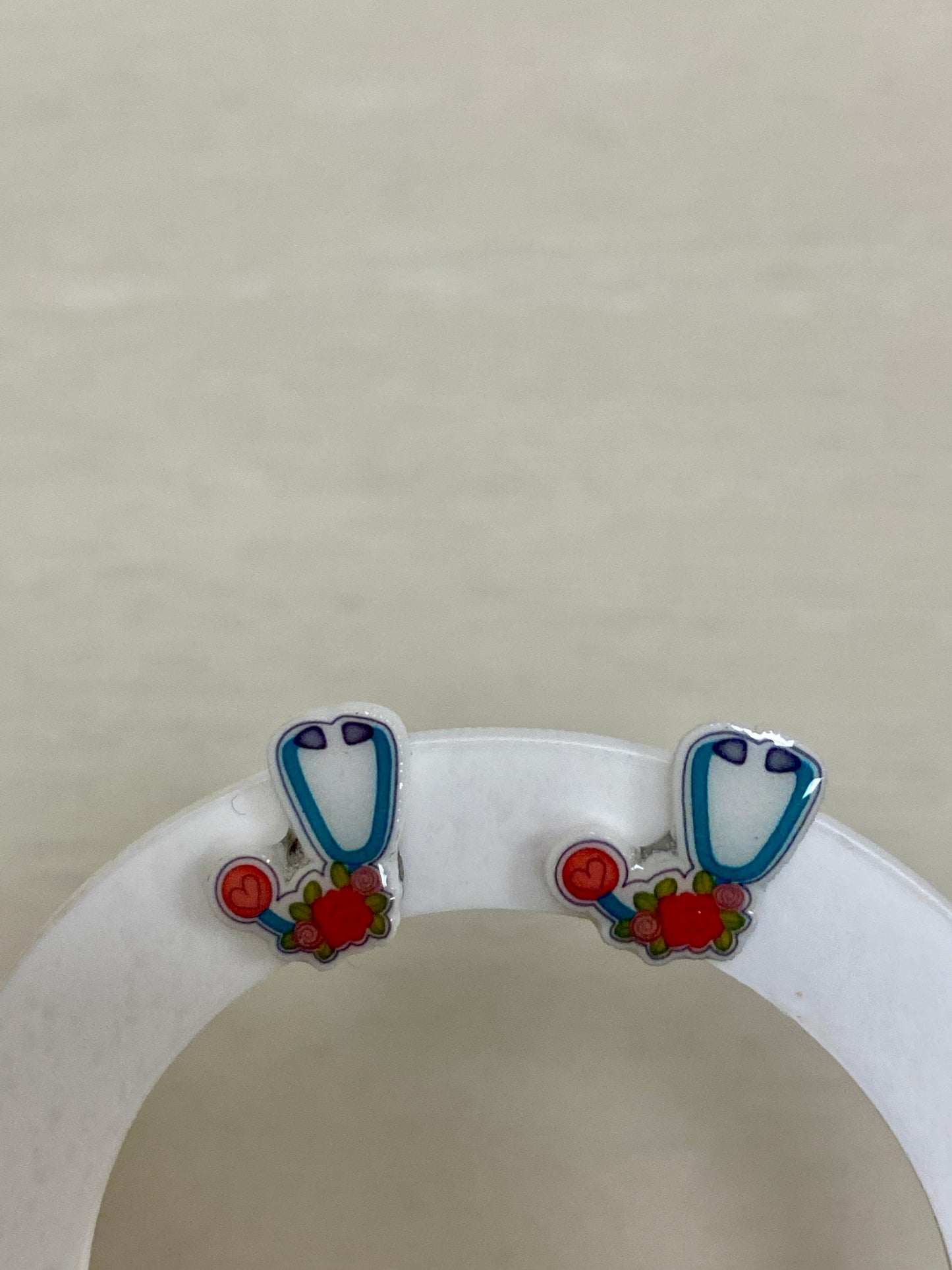 Stethoscope flower stud earrings