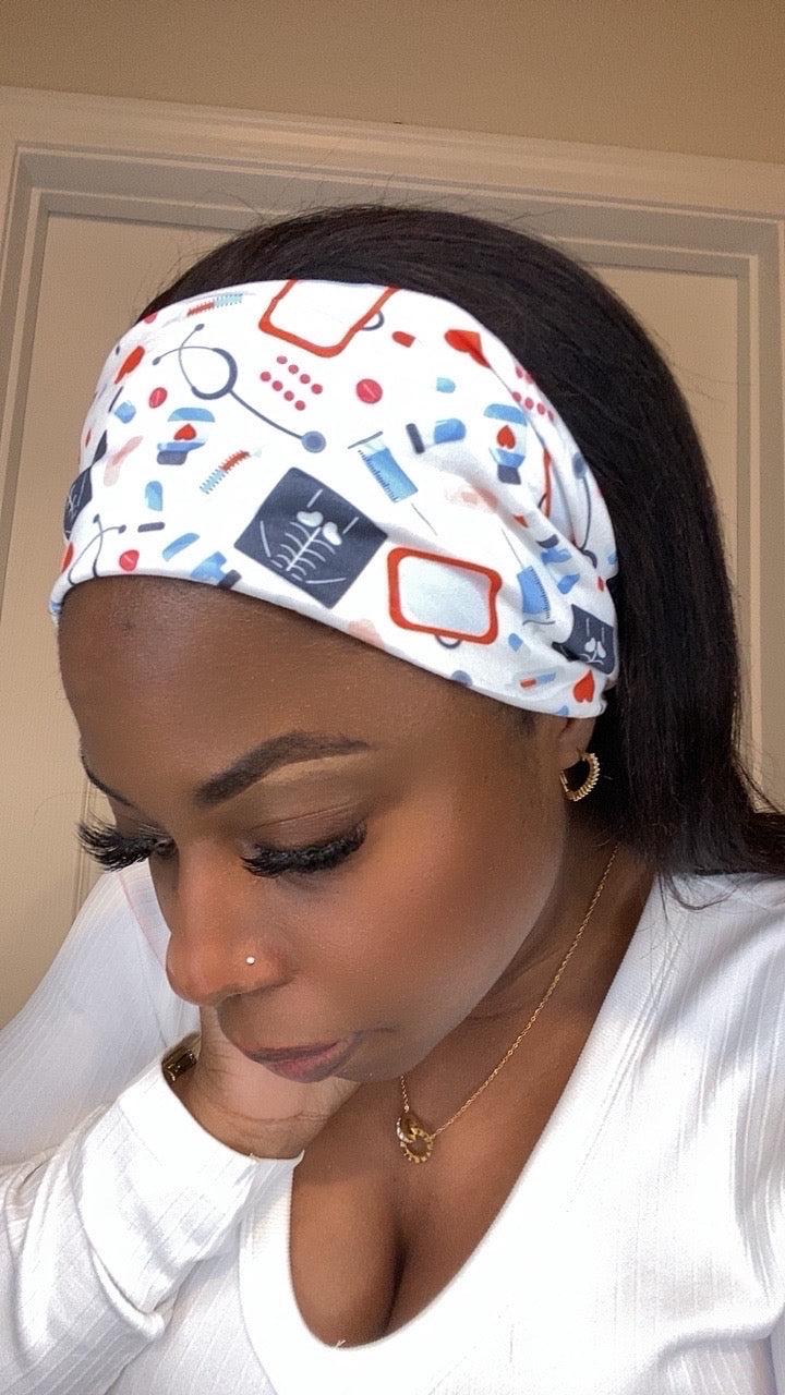 White medical X-ray themed headband