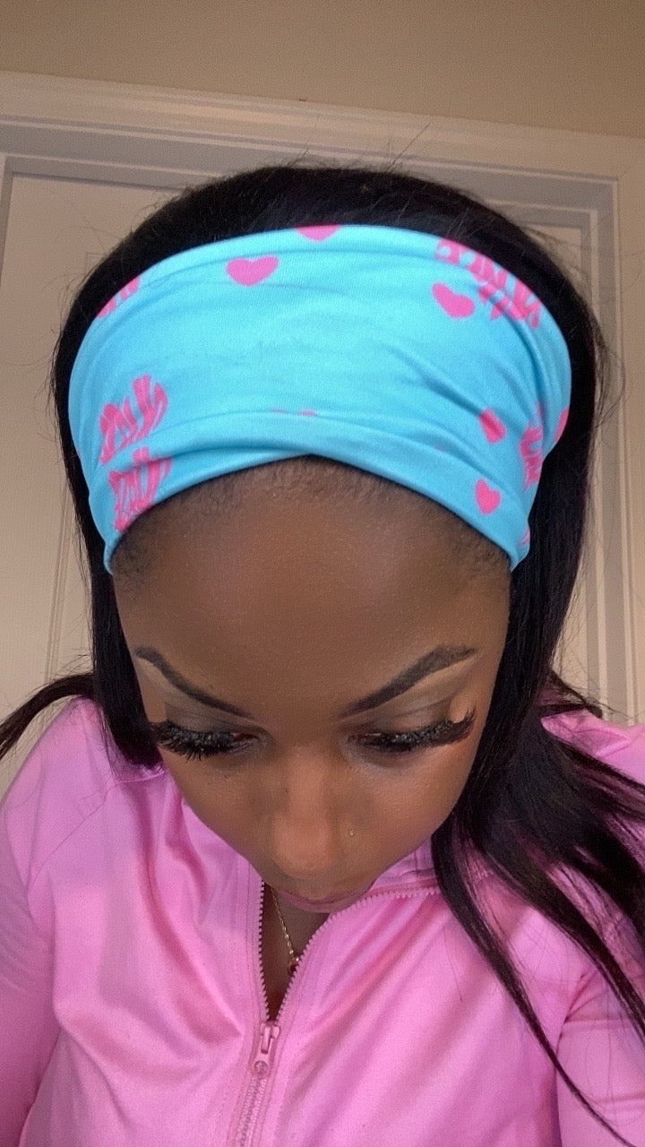 Blue and pink medical headband