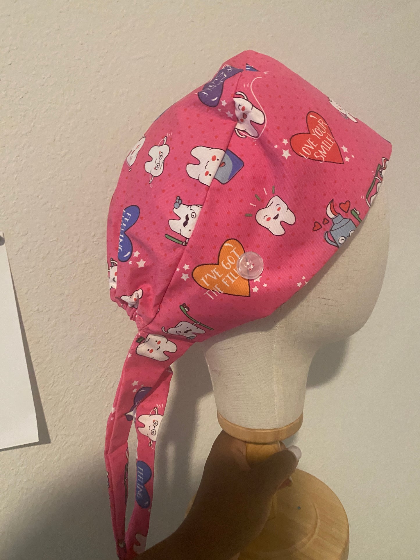Dental theme satin lined surgical scrub cap