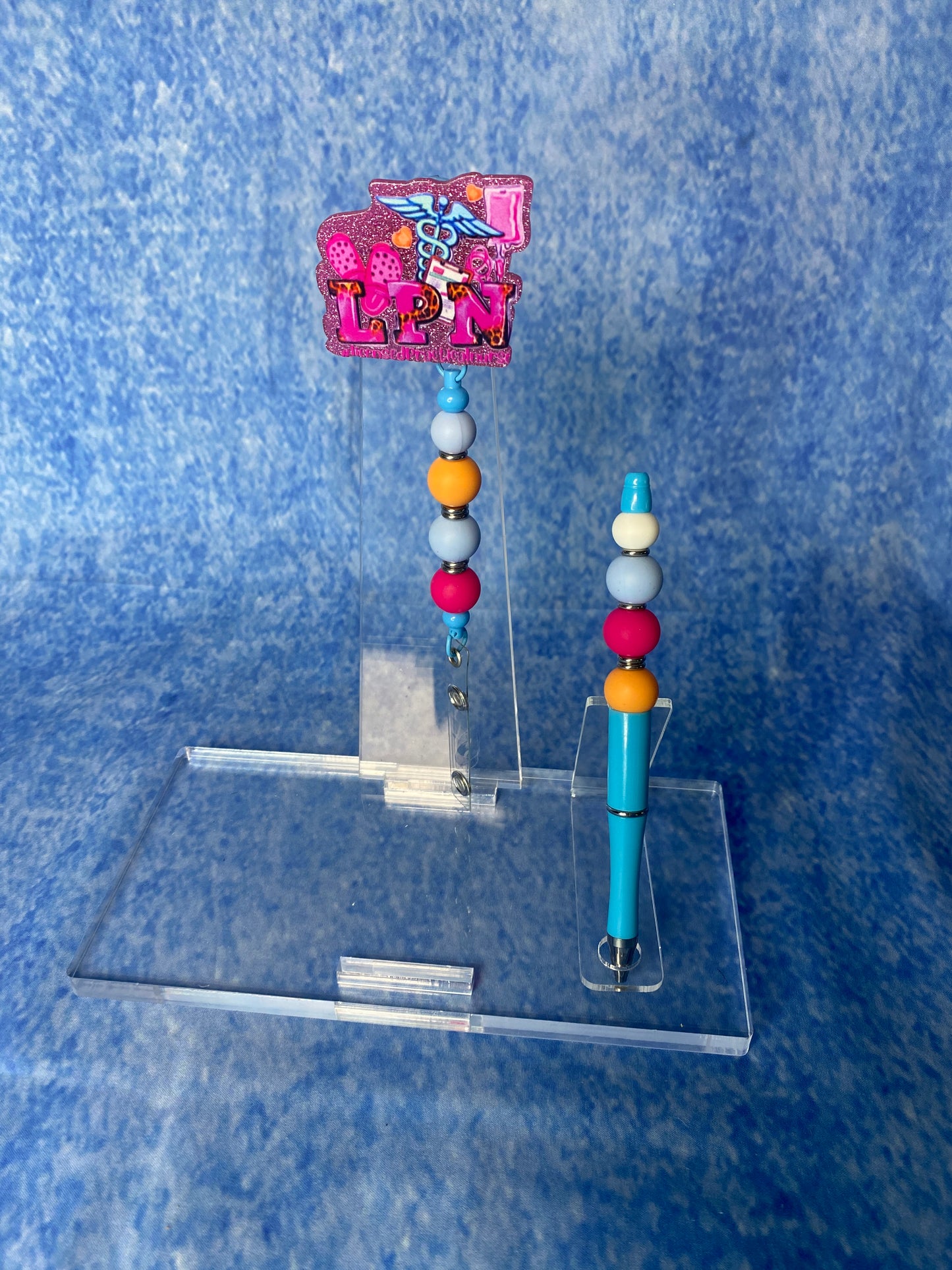 Lpn colorful blue and pink beaded reel set