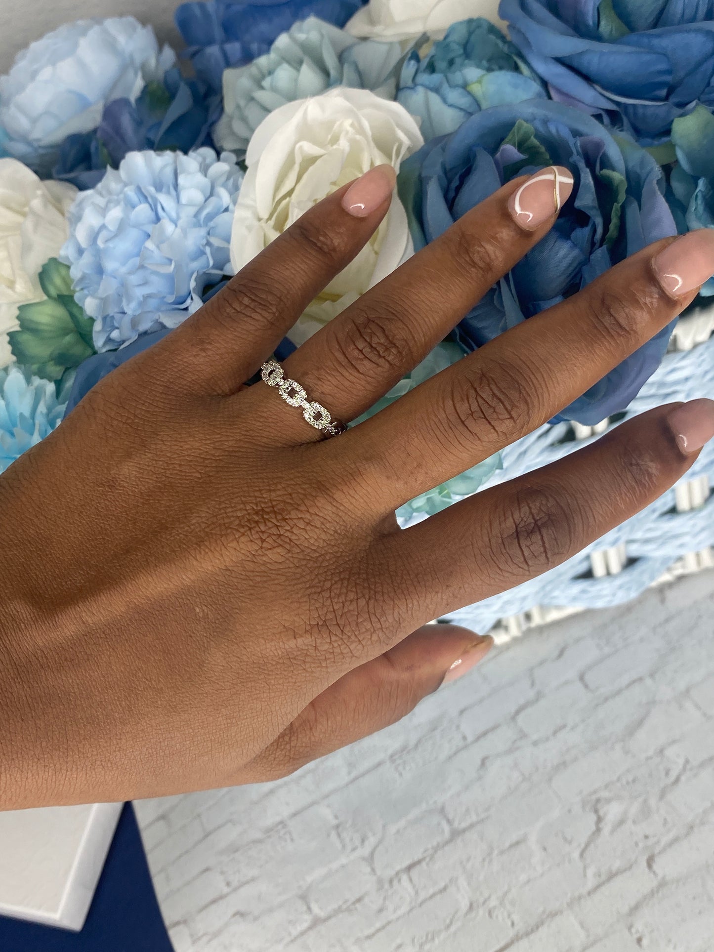 Silver plated link ring