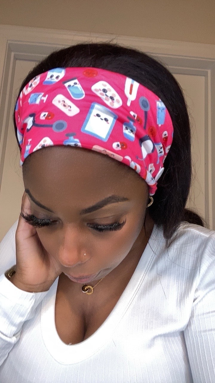 Hot pink thermometer medical headband