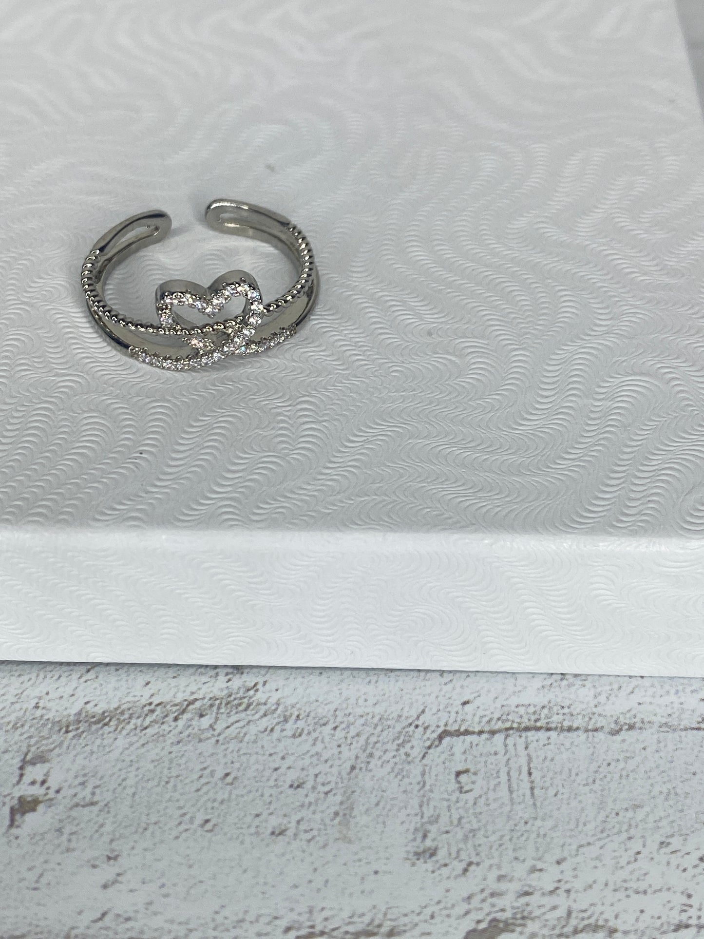 Silver plated princess heart ring