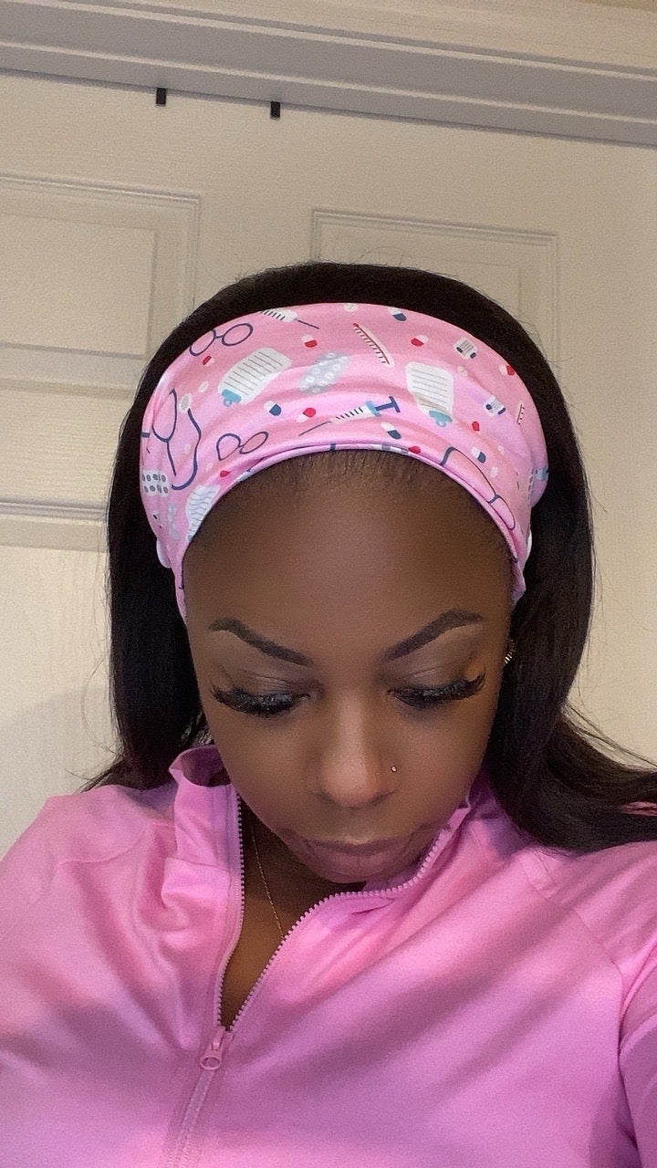 Pink stethoscope medical headband