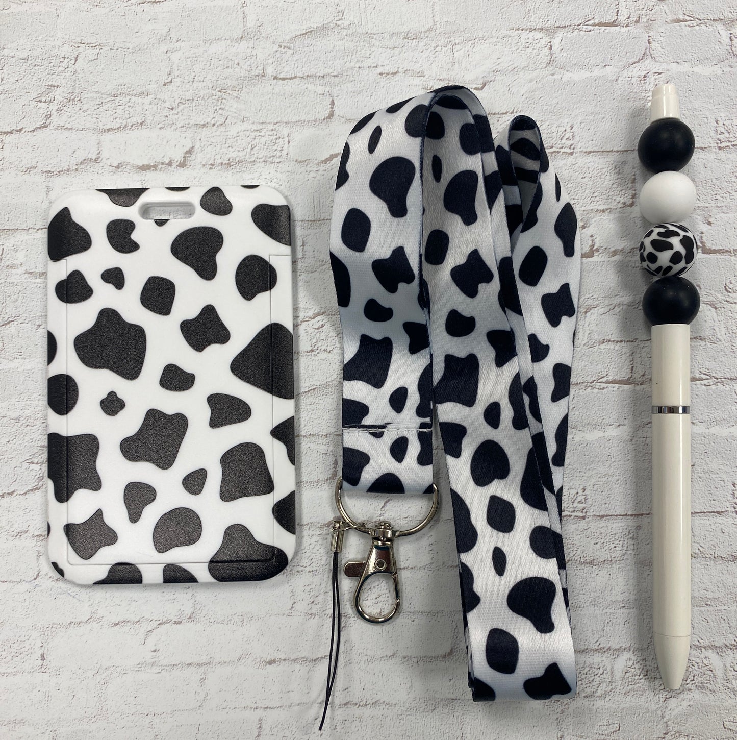 Cow print lanyard and pen combo