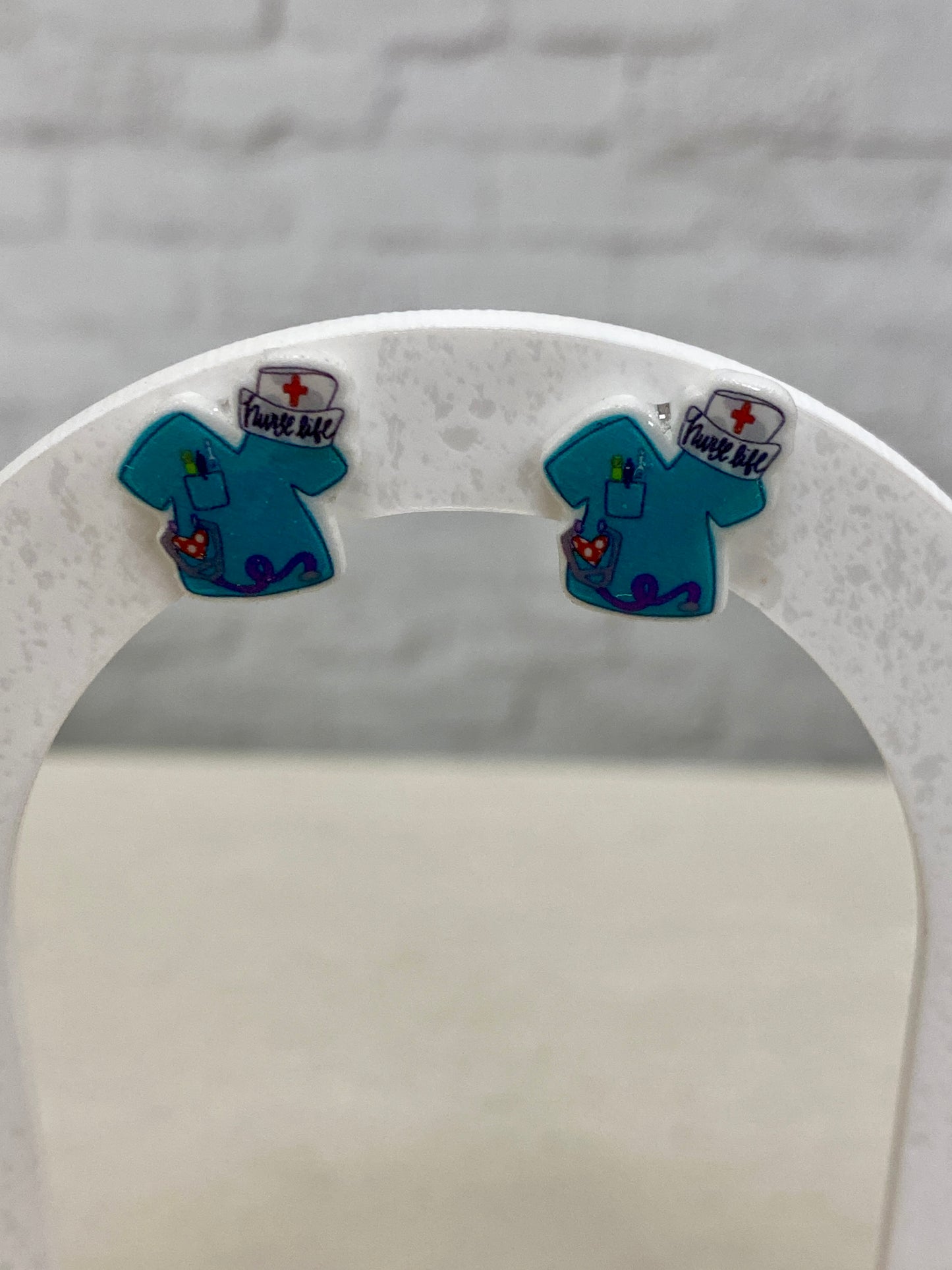Nurse life stud earrings