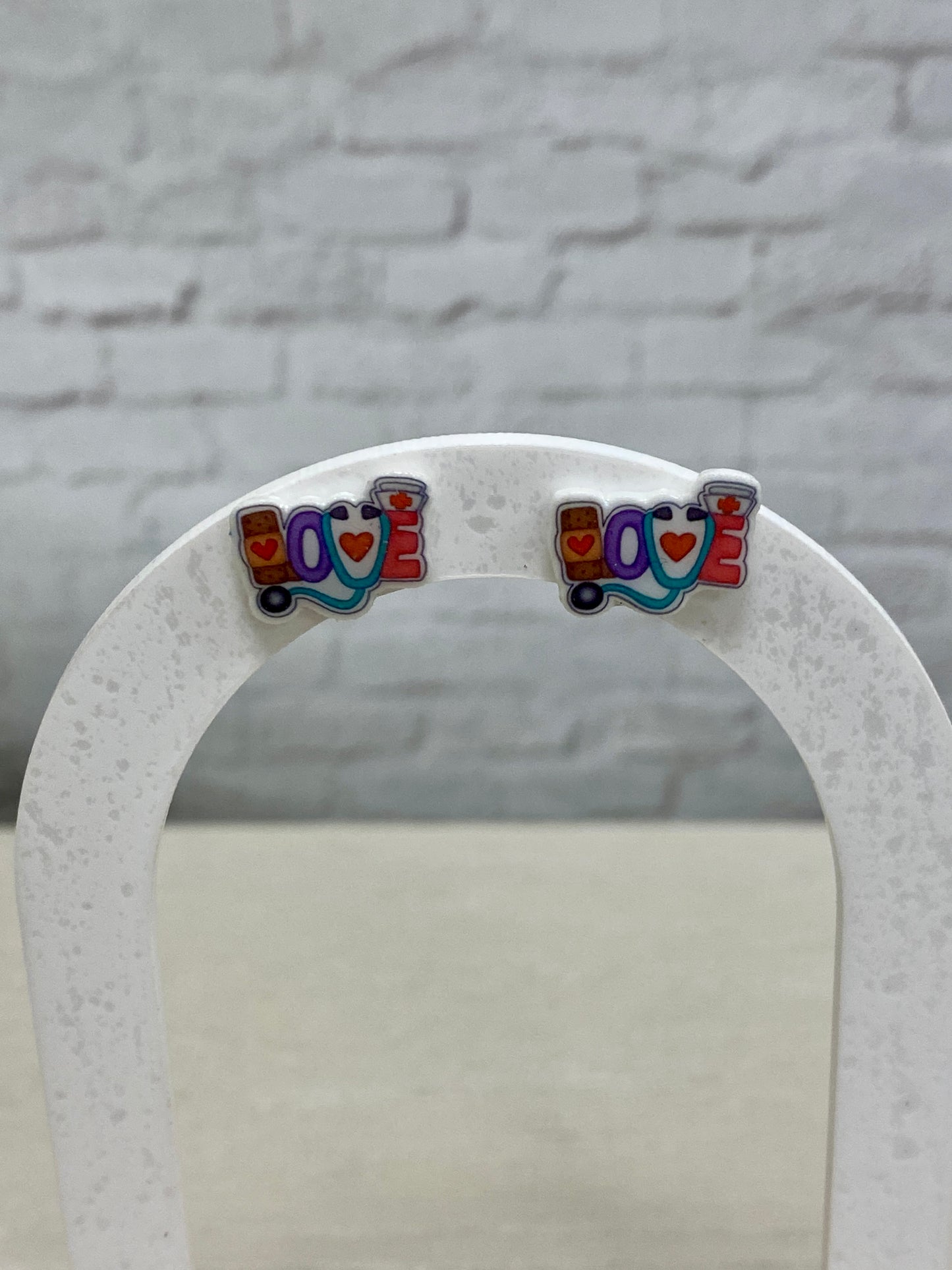 Love stethoscope stud earrings