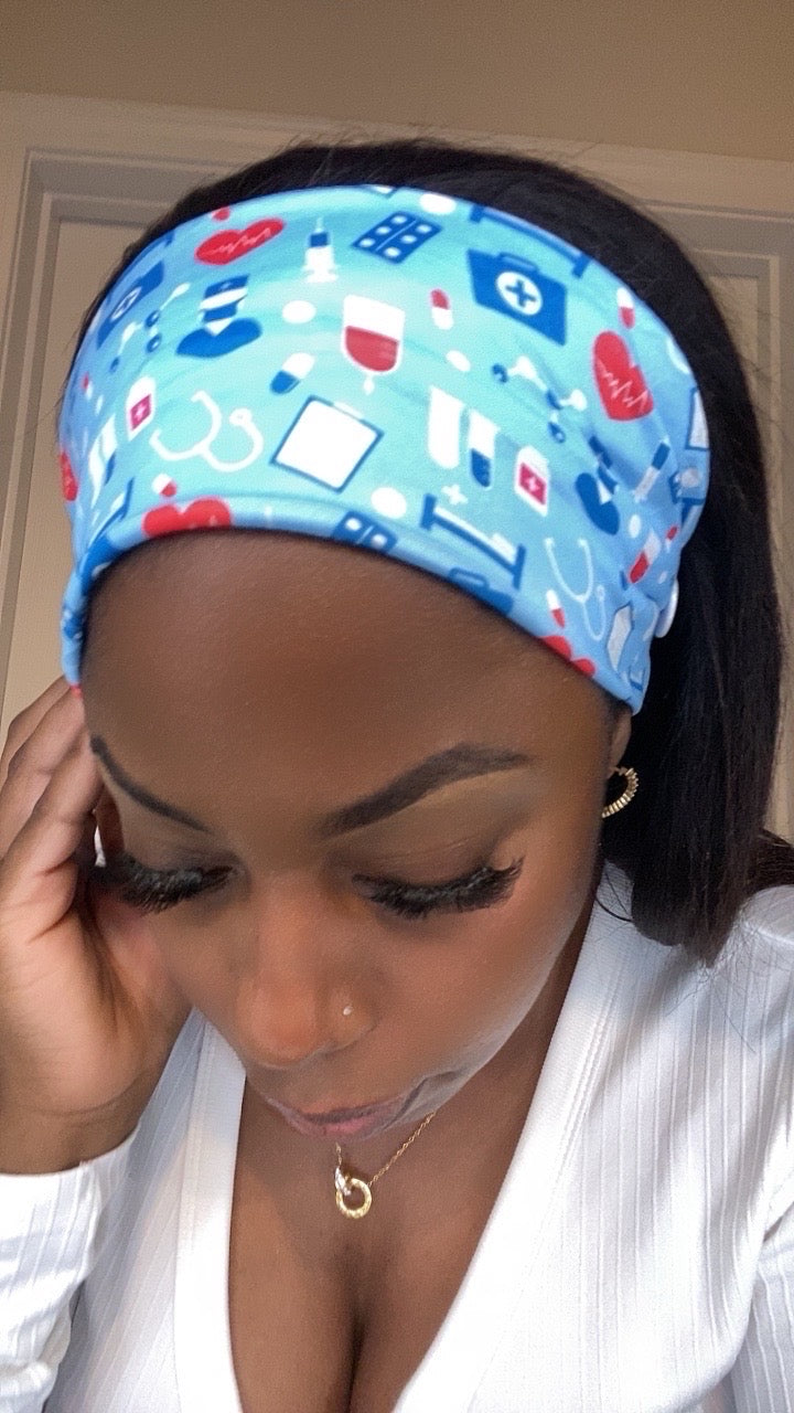 Blue cardiac medical headbands