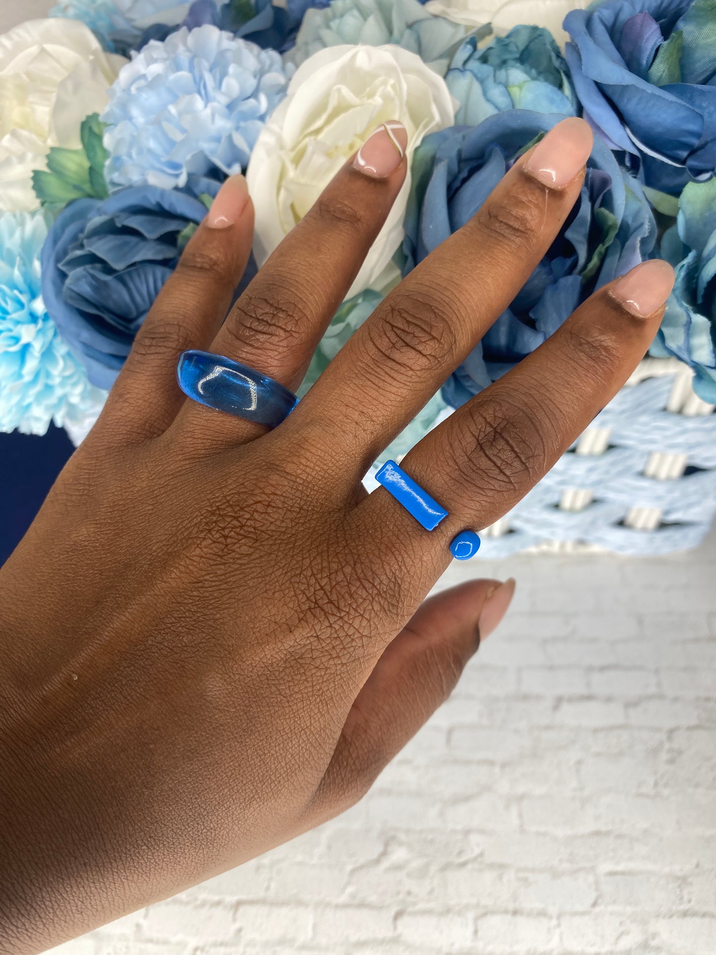 Beautiful blue acrylic ring set