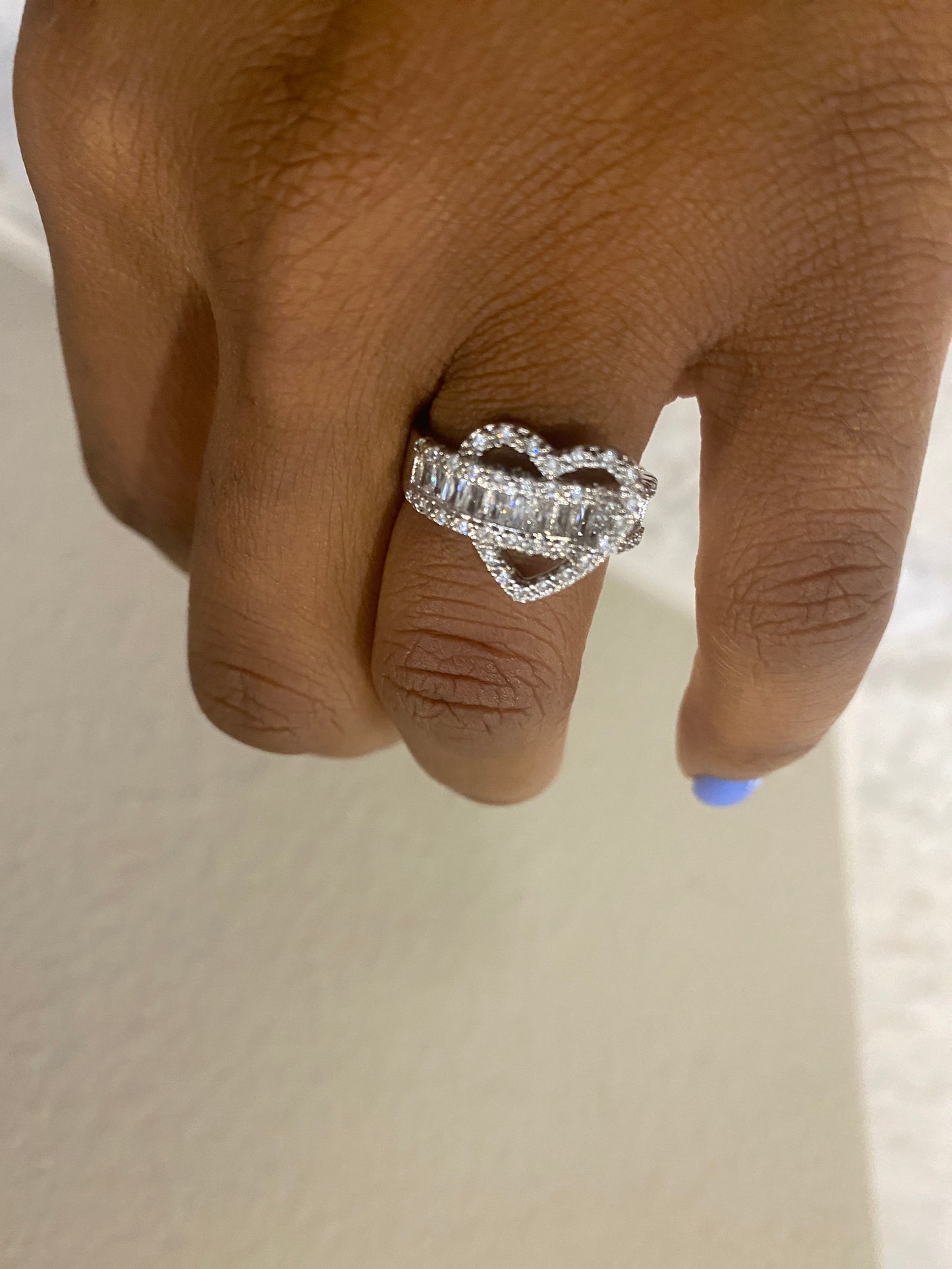 Heavy Elegant silver plated heart shaped ring