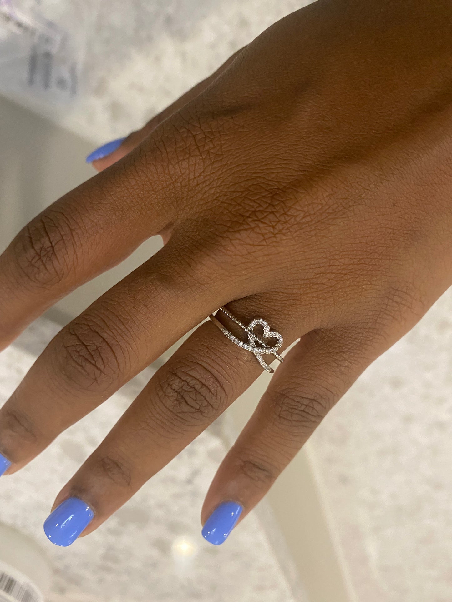 Silver plated princess heart ring
