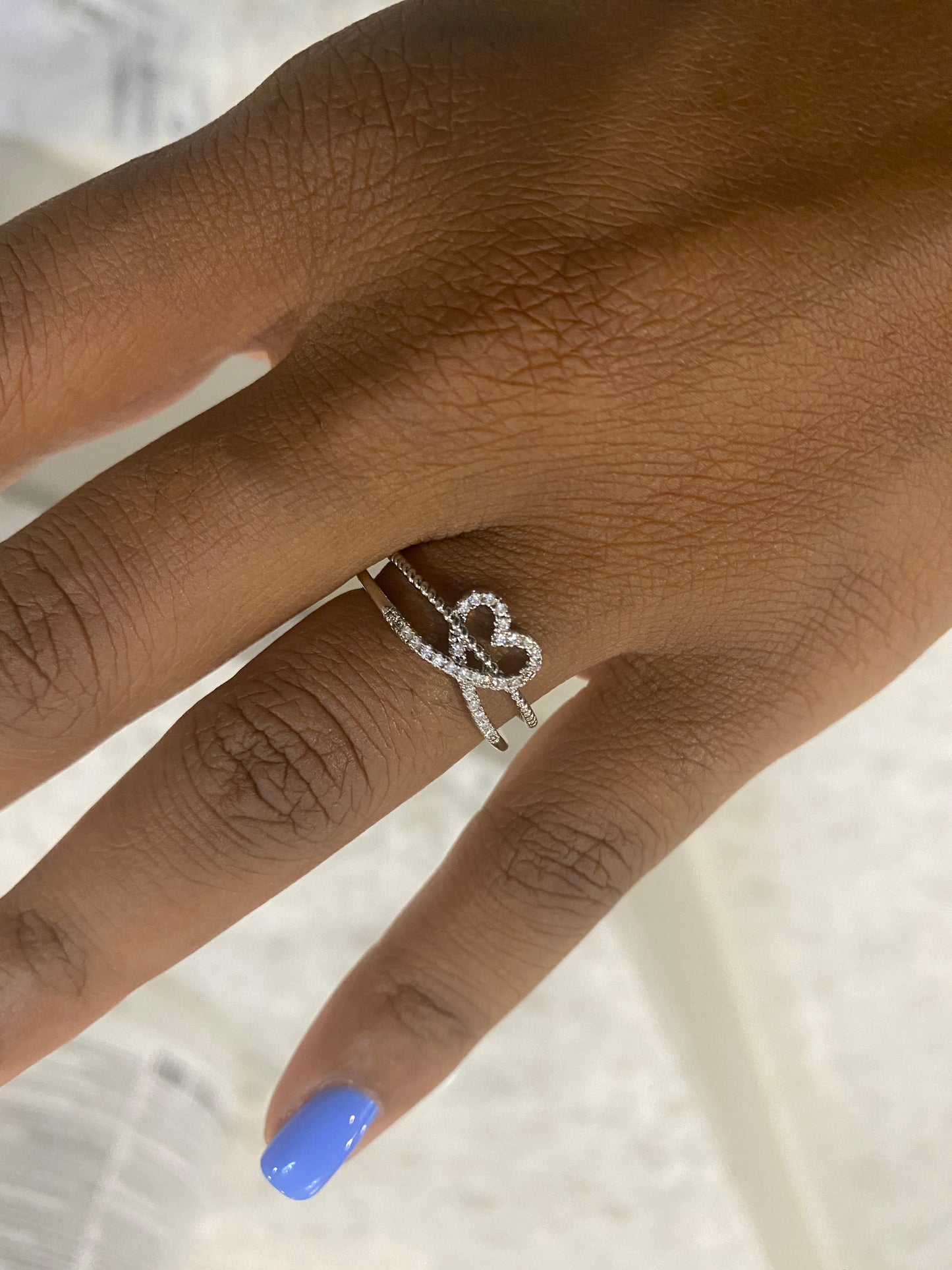 Silver plated princess heart ring