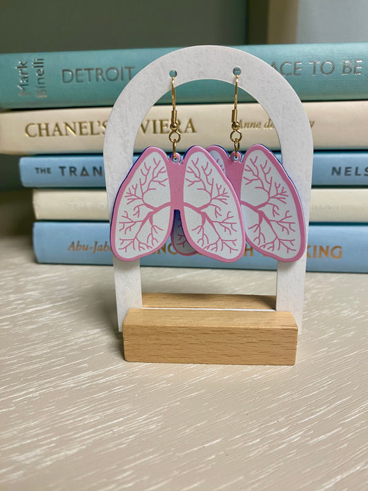 Pink & white lung earrings