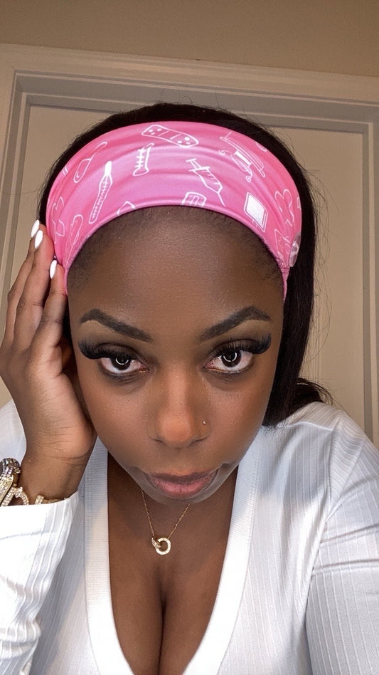 Pink and white medical headband