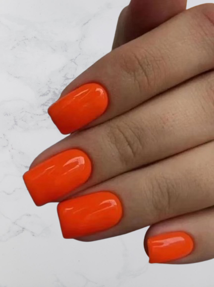 Orange Short acrylic nails