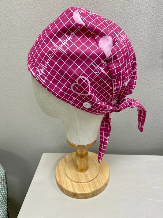 Pink heart surgical scrub cap (not satin lined)