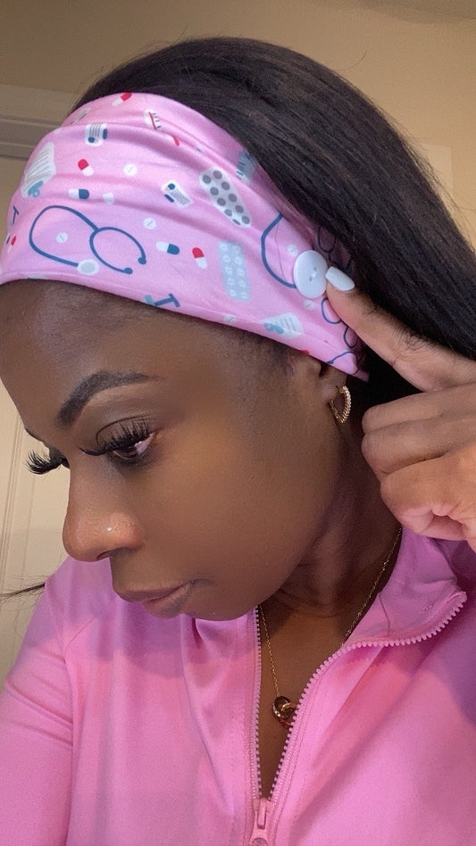 Pink stethoscope medical headband
