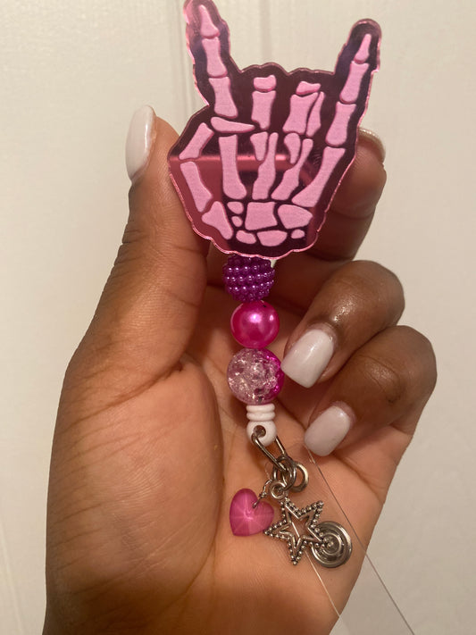 X-ray hand beaded badge reel