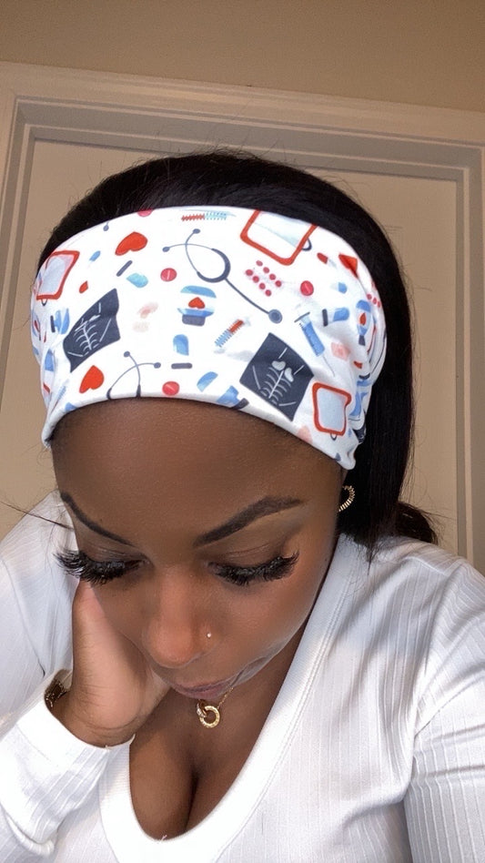 White medical X-ray themed headband