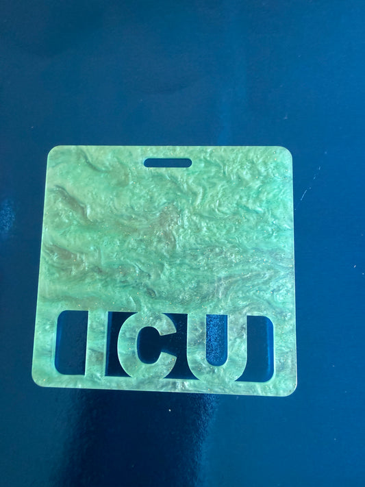 Aqua blue icy badge buddy