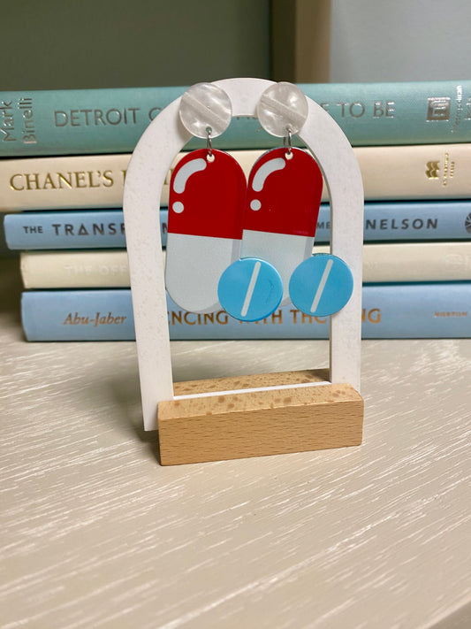 Pill theme earrings