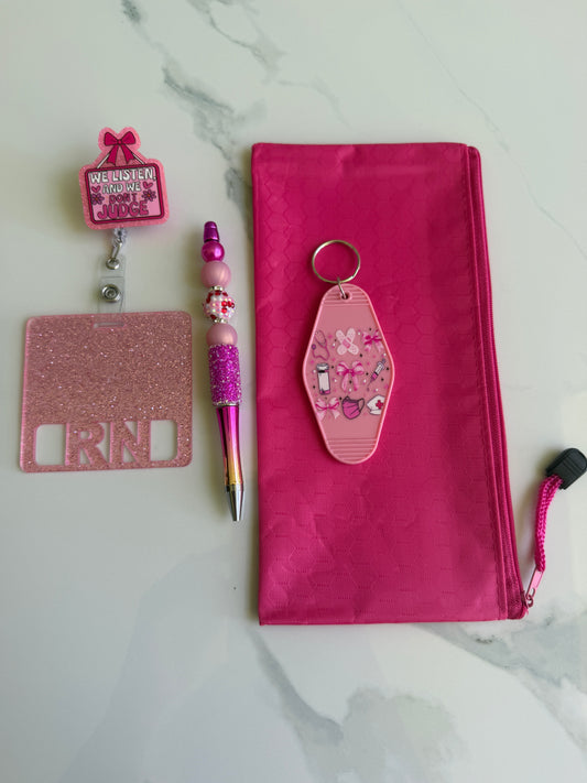 Pink glitter rn bundle