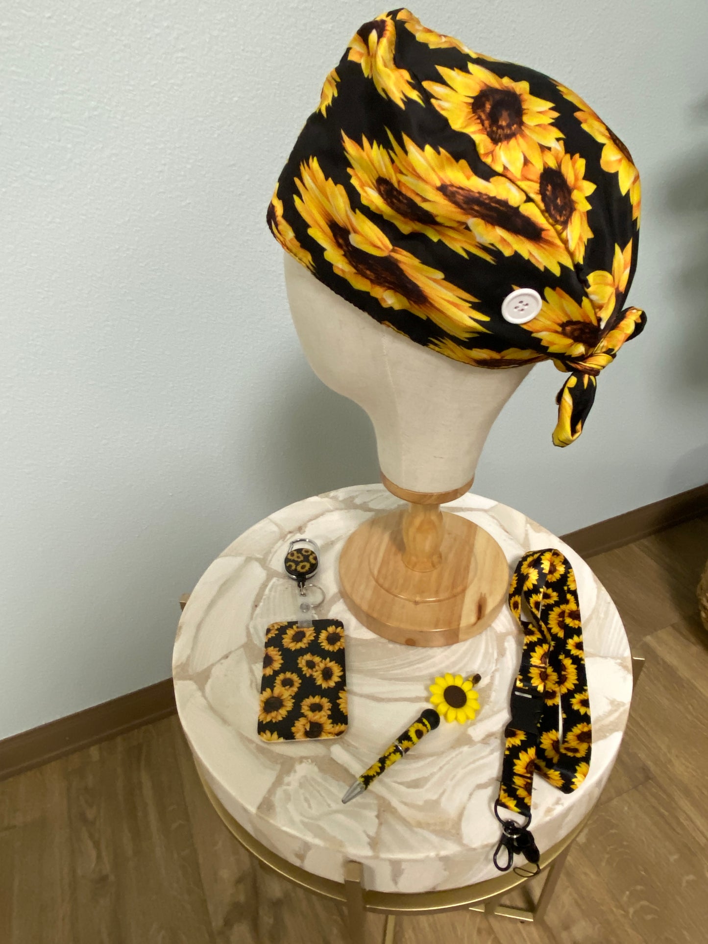Sunflower surgical scrub cap set