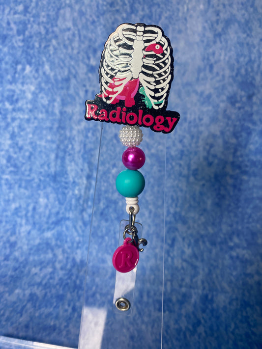 Radiology beaded badge reel with charms