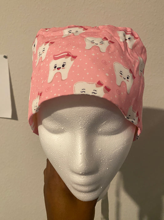 Pink satin lined tooth hat