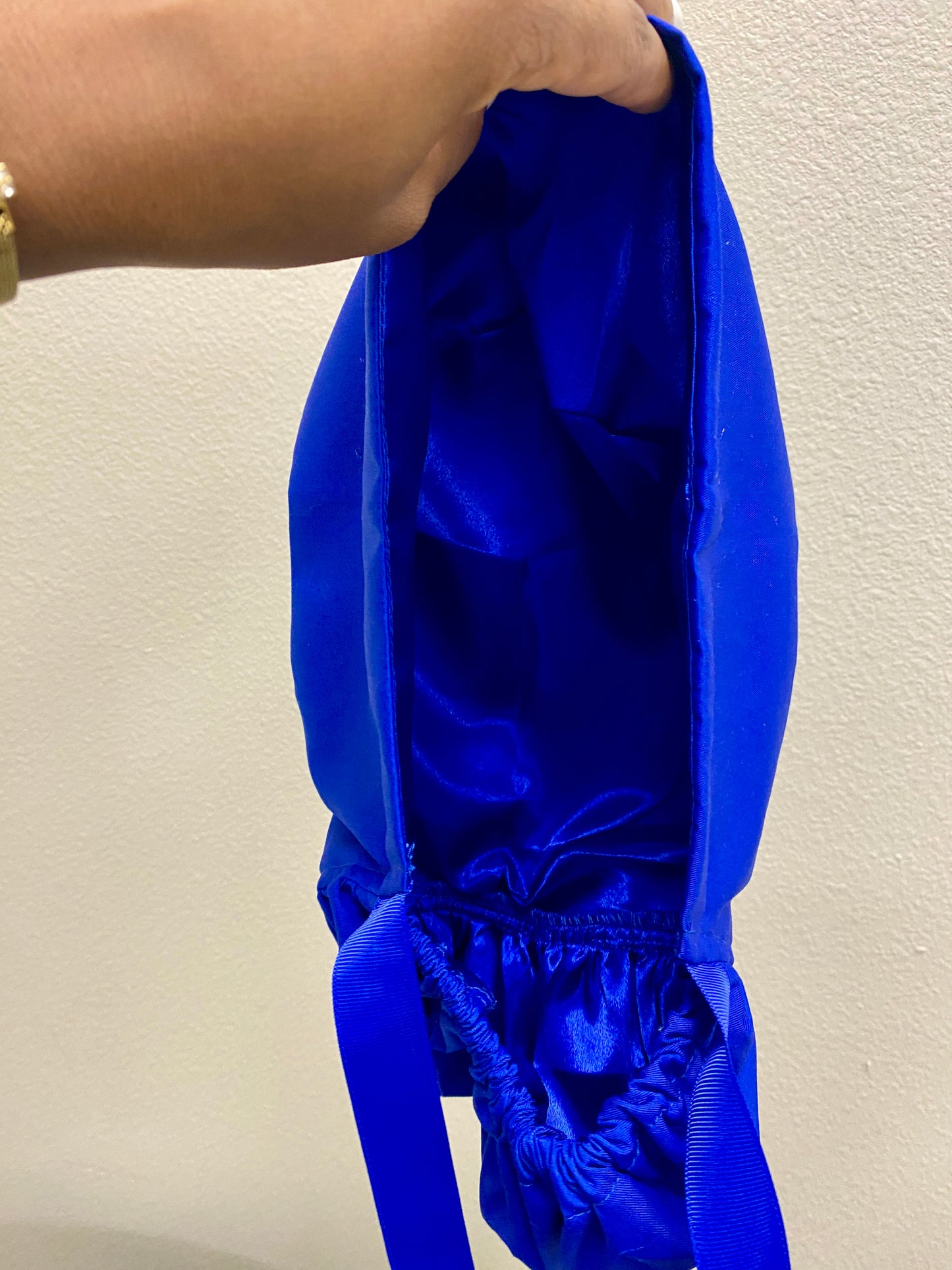 Navy satin lined surgical scrub cap