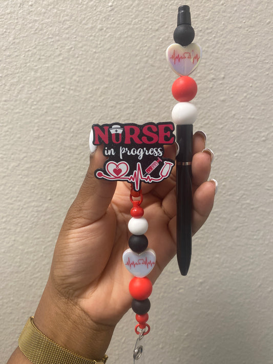 Nurse in progress Badge Reel/pen combo