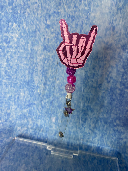 X-ray hand beaded badge reel