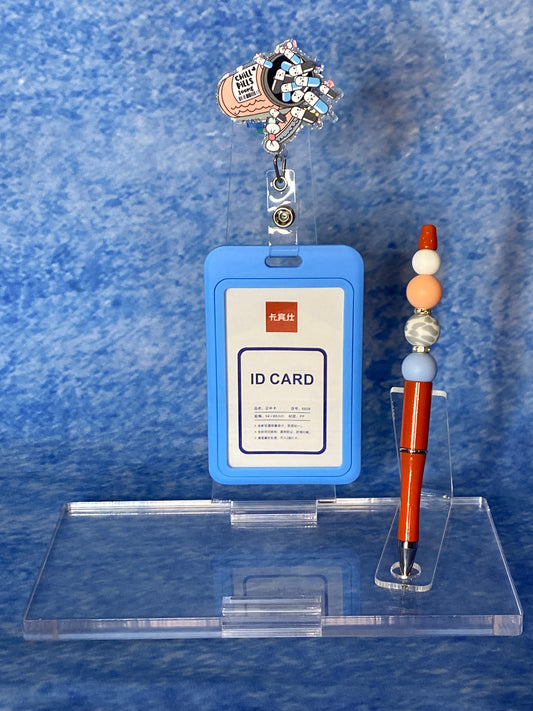 Chill pills badge and pen set