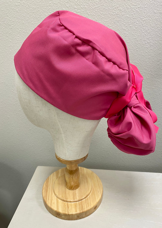 Hot pink satin lined surgical scrub cap