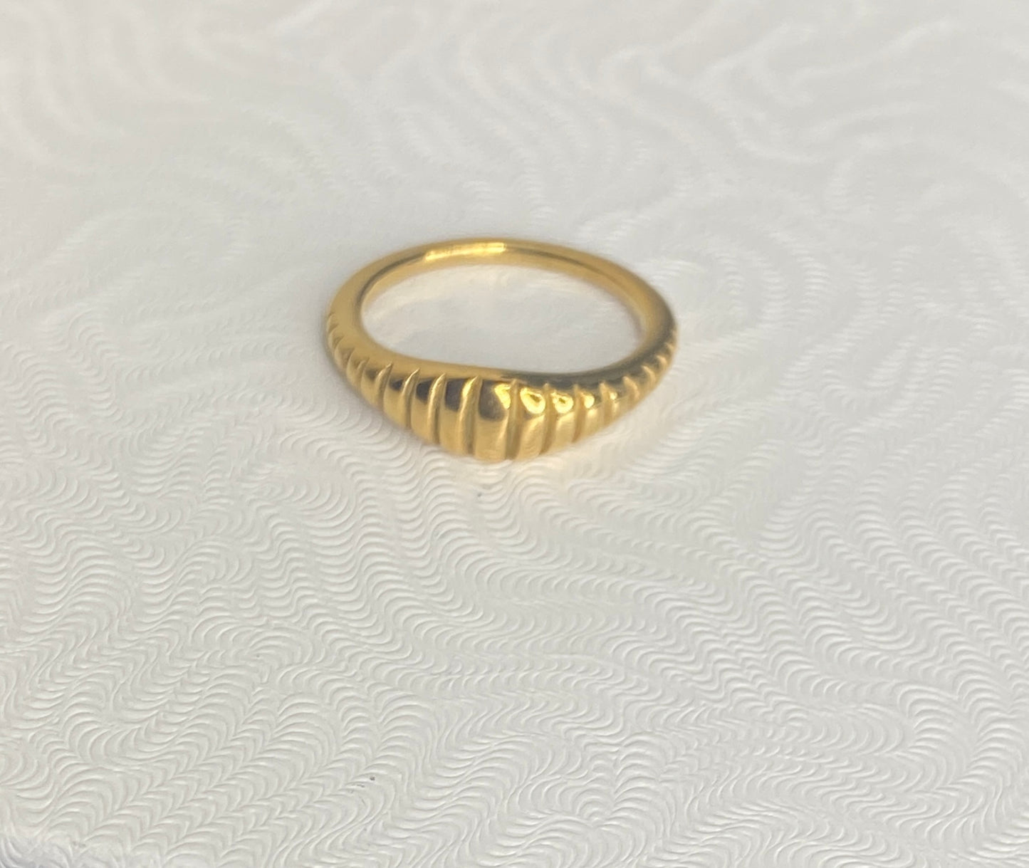 Gold plated line engraved ring